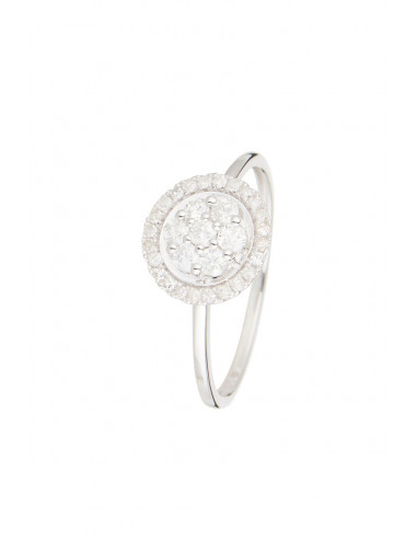 Bague Or Blanc 375/1000 "Canberra" D 0,39 cts/31